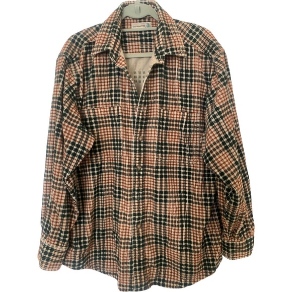 Fieldmaster Men’s Outdoor Work Shirt Double Pockets Plaid Print Buttoned Sz L - Picture 3 of 7